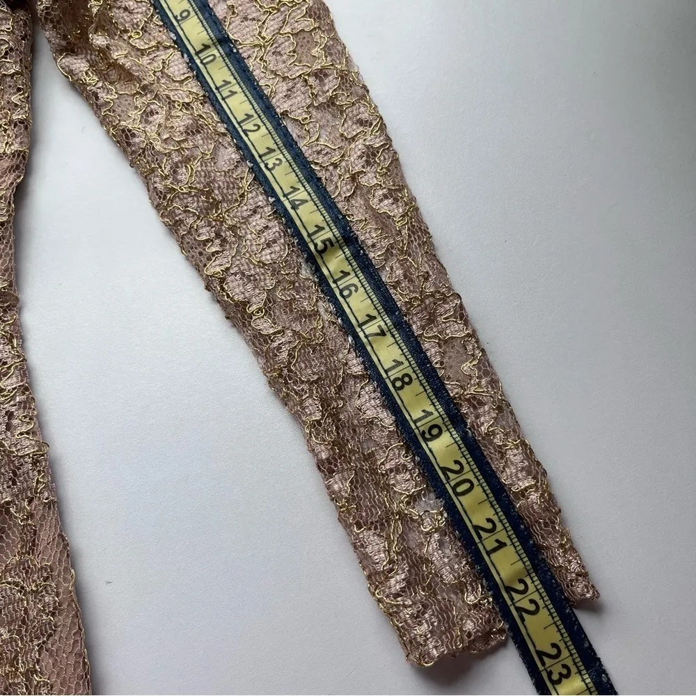 Vintage Ambria Lace Sparkle Mini Short Dress Gold Small 4 - Image 16