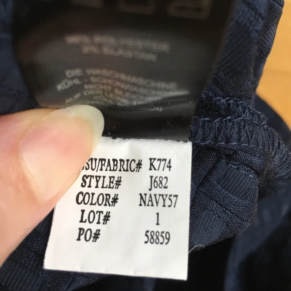 Katherine Barclay Mini Skirt, Abstract, Mod, Classic Navy Blue, Gold, Size 14 - Image 9