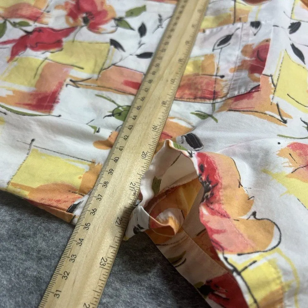 Karen Scott‎ Top XL Petite Button Front Floral Collar Floral Short Sleeve - Image 5