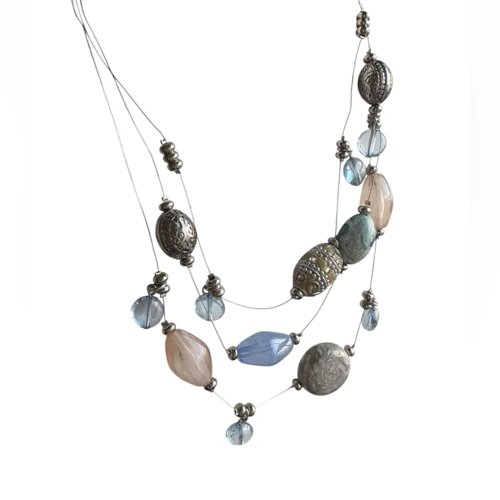 Chico's Silver and Pastel Multi-Bead Necklace - Image 2