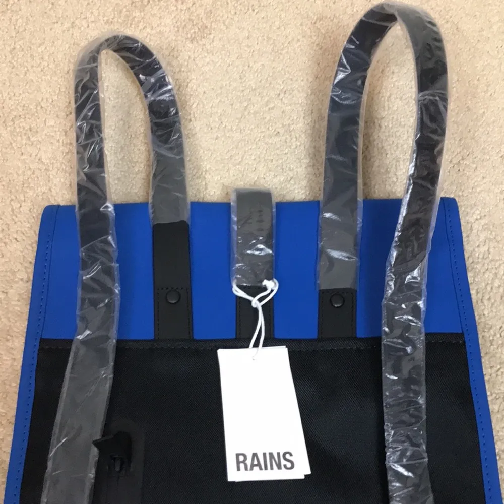 NWT RAINS Mini Rucksack Backpack Waves Blue Black Waterproof - Image 10