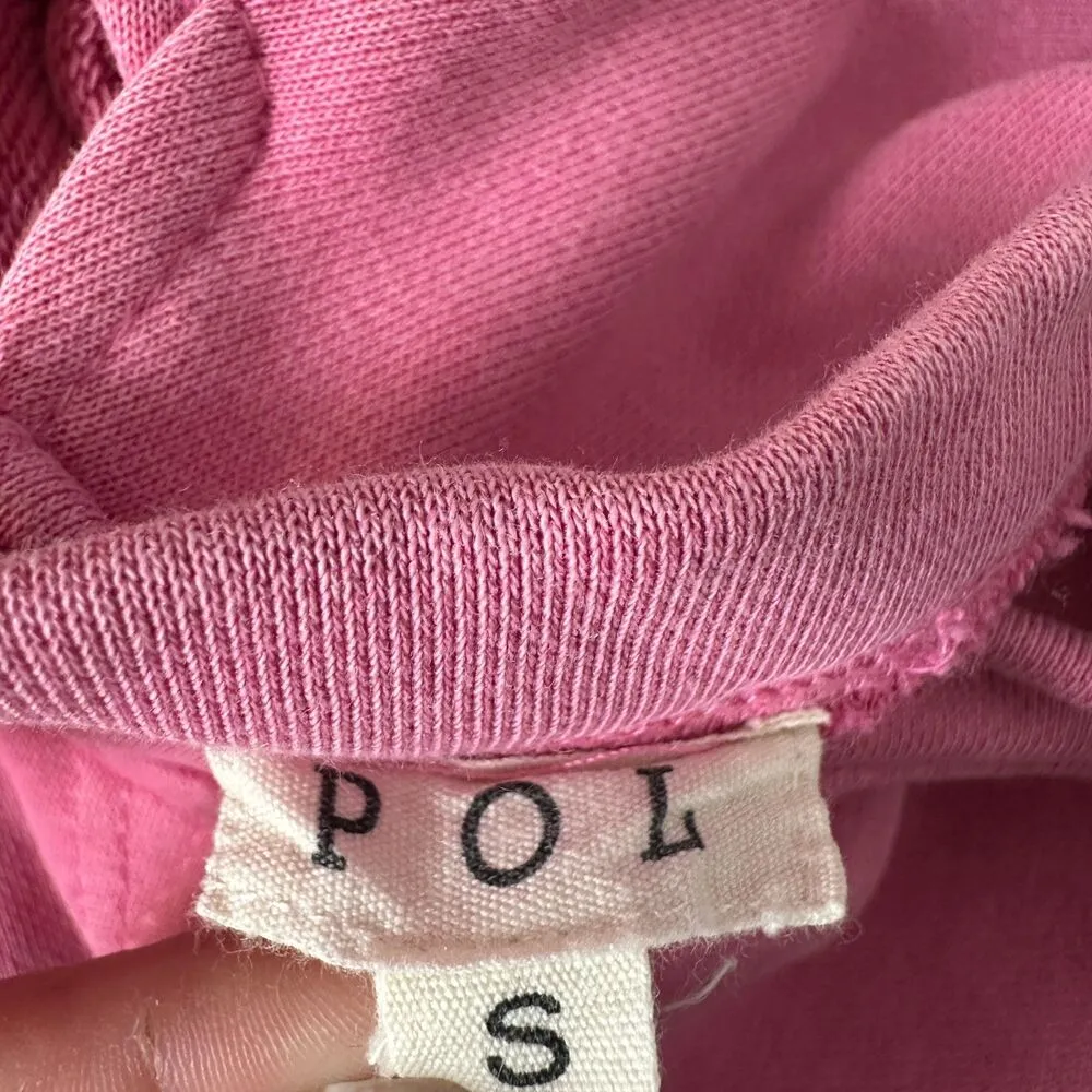 POL Annely Pullover Cut Out Sweatshirt Puff Sleeve Oversized Pink Small NEW - Image 6