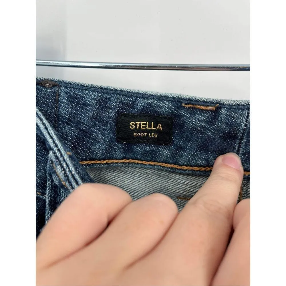 VTG Express Women's Low Rise‎ Stella Bootleg Jeans Blue Denim Embroidered Size 6 - Image 9