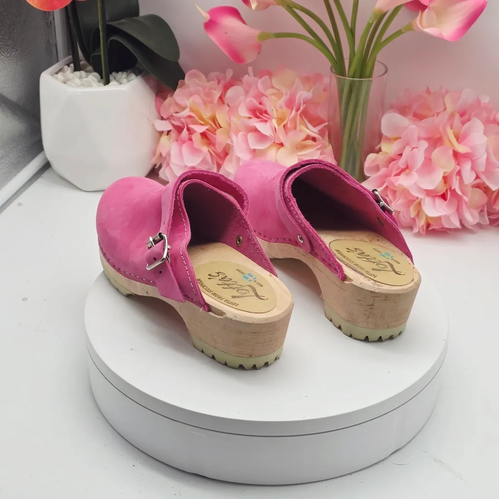 Lotta From Stockholm Classic Swedish Clogs Pink Oiled Nubuck Leather sz 7 - Image 4