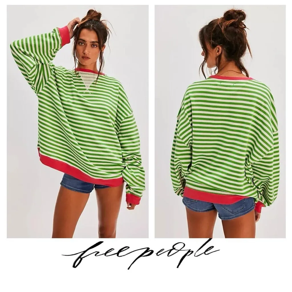 Free People We The Free Classic Striped Oversized Sweater - Image 4