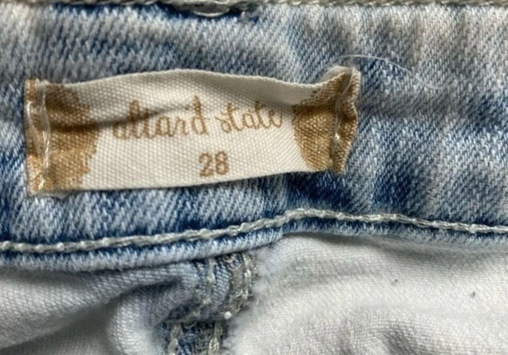 Altar’d State • Light Blue Destroyed Wash Raw Hem Jean Shorts - Image 4