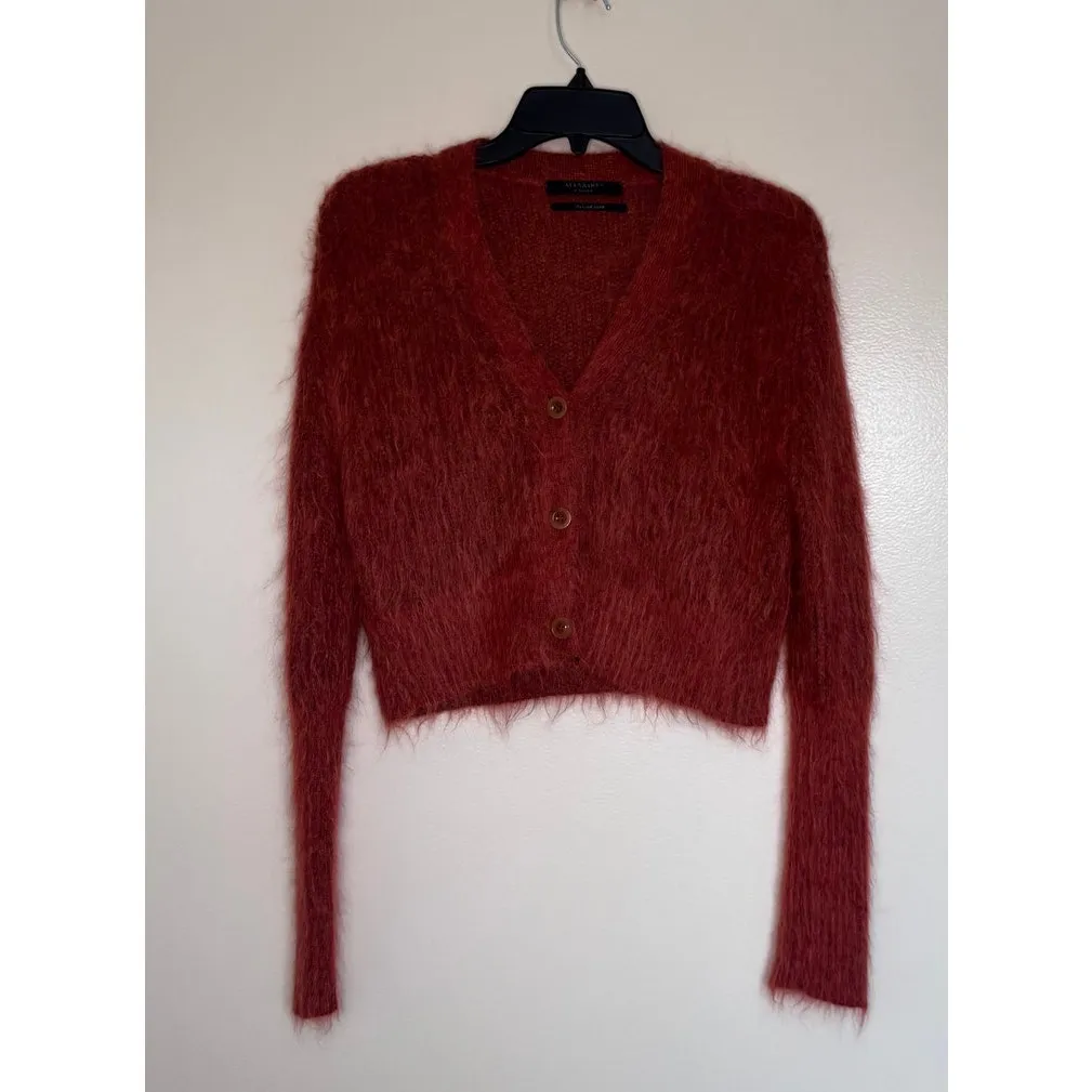 AllSaints Rubi Wick Cropped Cardigan in Chestnut Brown Size XS - Image 2
