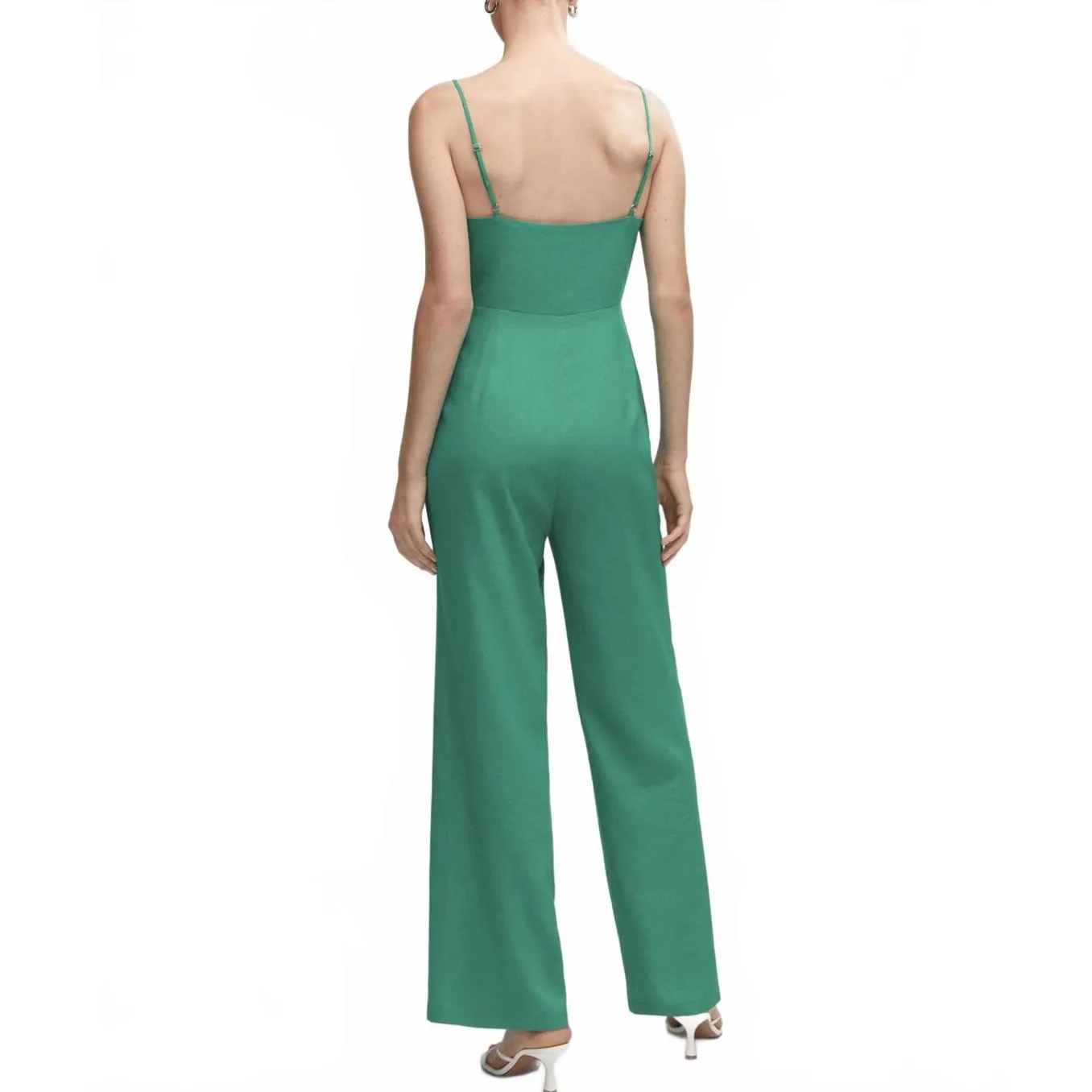 Mango Bow Linen Jumpsuit Green NWT XS - Image 4