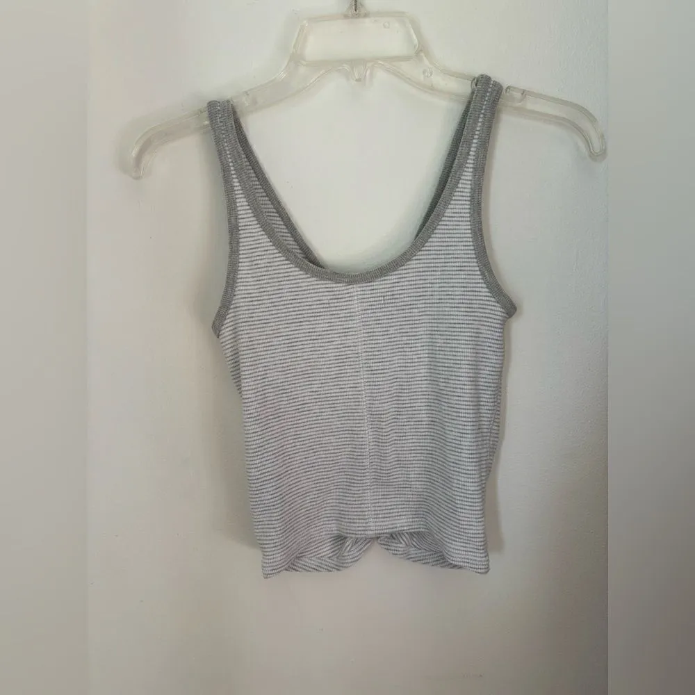 Abercrombie gray and white stripe tank top size small cotton blend - Image 5