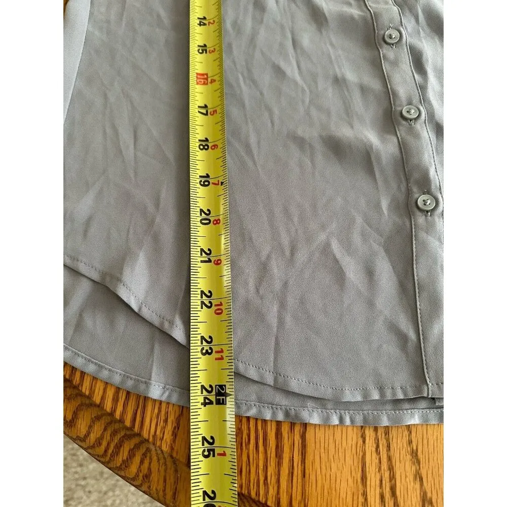 Express The Portofino Button Up Shirt Womens Slim Fit Size XS Solid Gray Pockets - Image 8