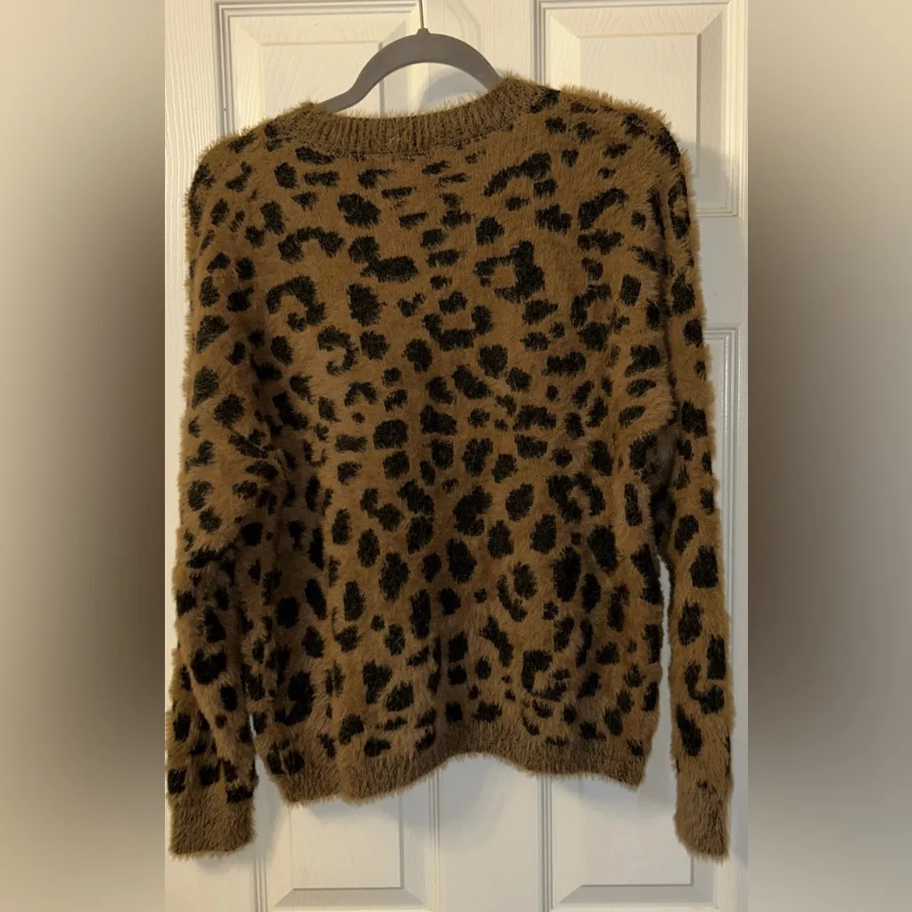Lucca Leopard Pattern Crew Neck Sweater size S Brown - Image 2