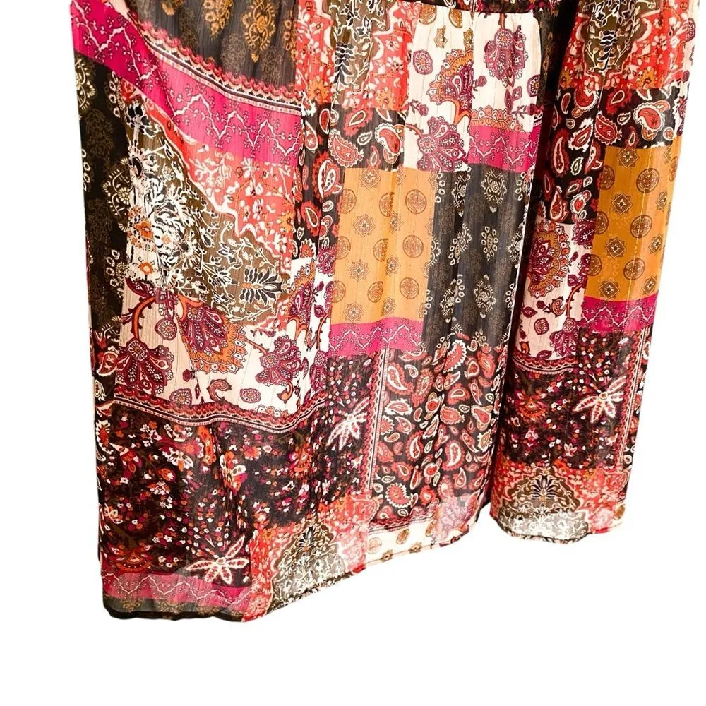 Piper and Scoot Pink Red Paisley Bohemian Sleeveless Maxi Dress Size XS - Image 7