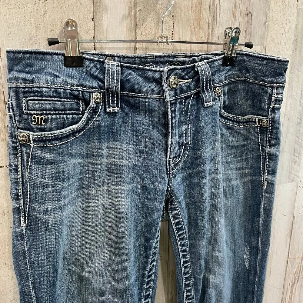 Miss Me Y2K Fleur De Lis Embroidered Pockets Low Rise Bootcut Jeans Womens 29 - Image 2