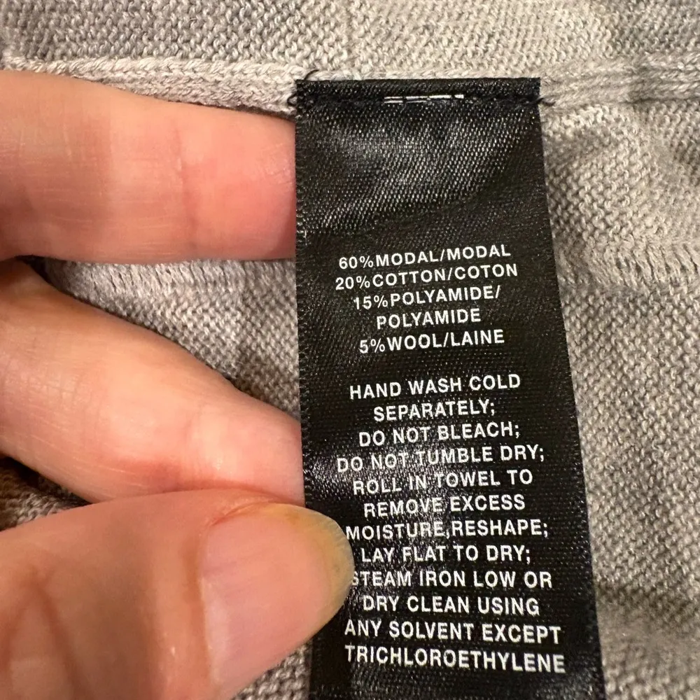 Lafayette 148 3/4 sleeves top lightweight sweater sz M/L light gray Size L - Image 4