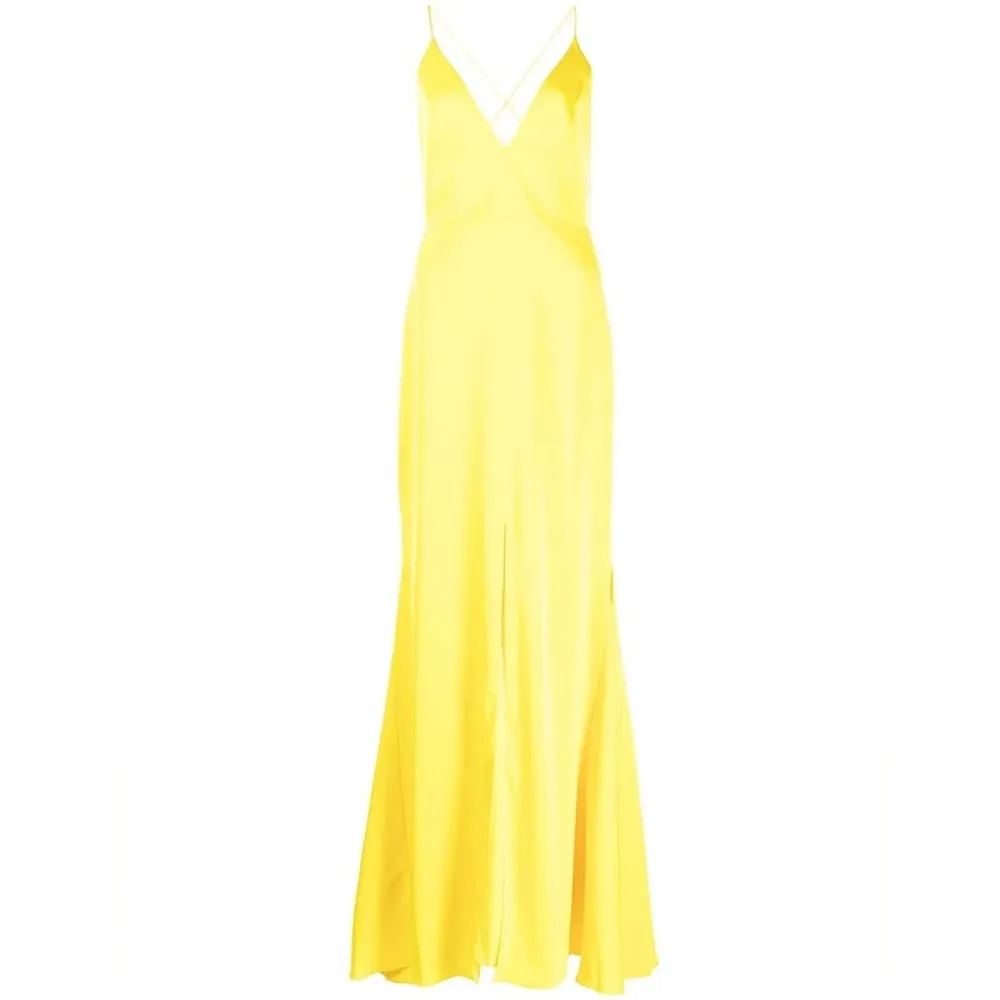 Aidan Mattox V-Neck Mermaid Gown, Evening Dress in Lemon Size 10 NWT $295 - Image 10
