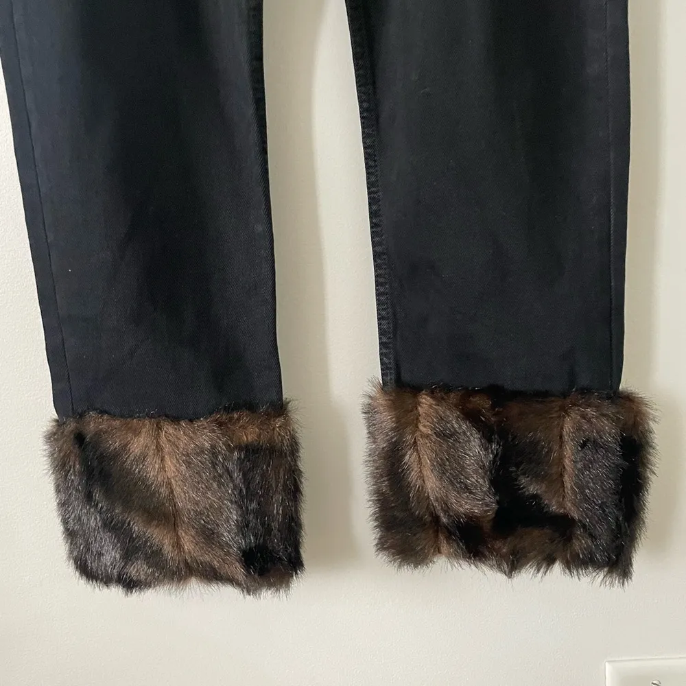 Zara Faux Fur Cuff Jeans - Image 2