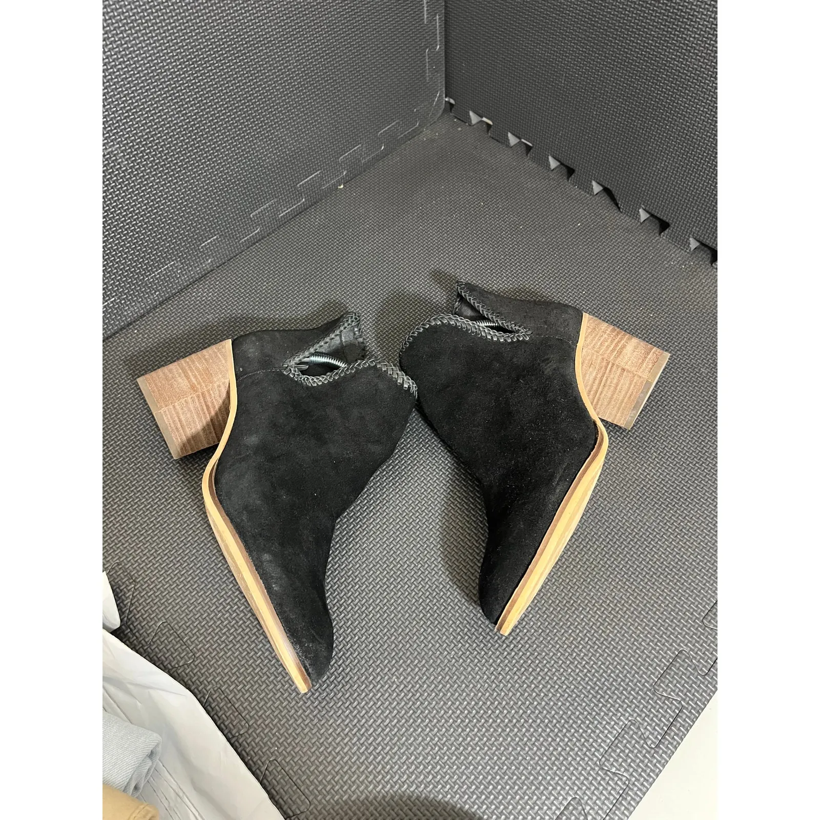 FRYE and CO Womens‎ Phoebe Braid Bootie Suede Leather Split Ankle Boots US 10 Black - Image 3