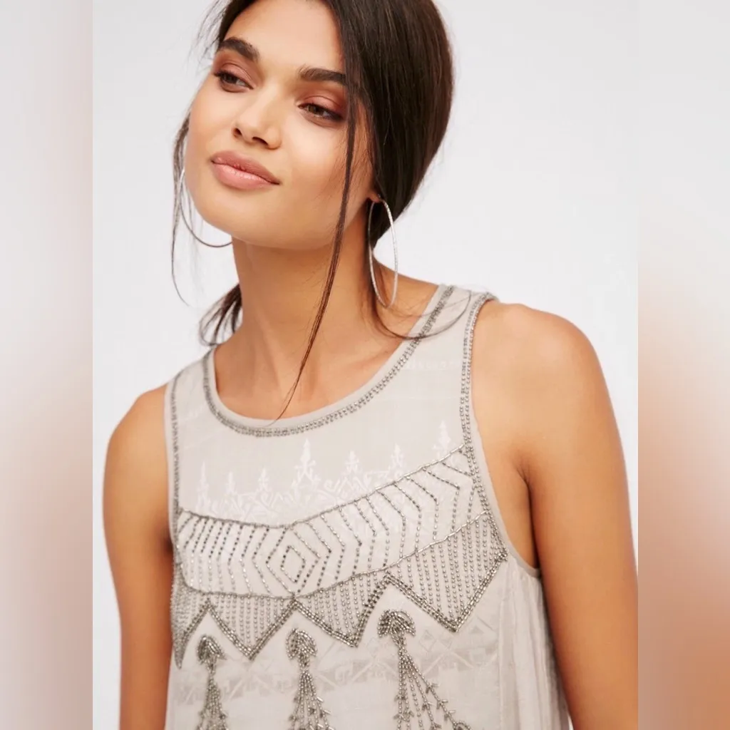 FREE PEOPLE Delilah Beaded Mini Dress $168, Medium - Image 2