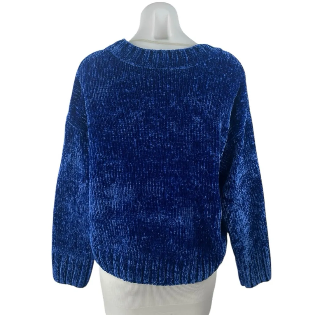 Sanctuary Women's Blue Ribbed Knit Long Sleeve Cozy Crew Neck Sweater Top Size S - Image 2