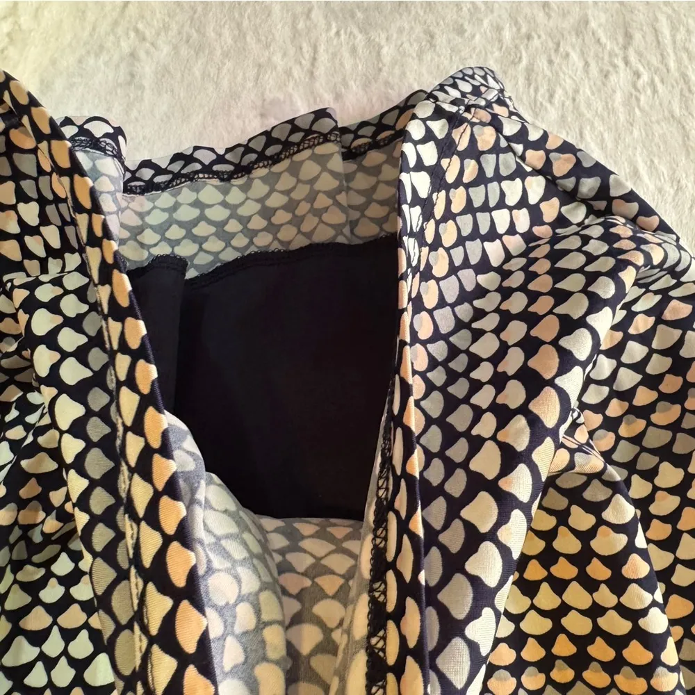 Short Sleeve Pintucked Pleated Dress Blue Peach White Gray Print ModCloth Gilli - Image 8