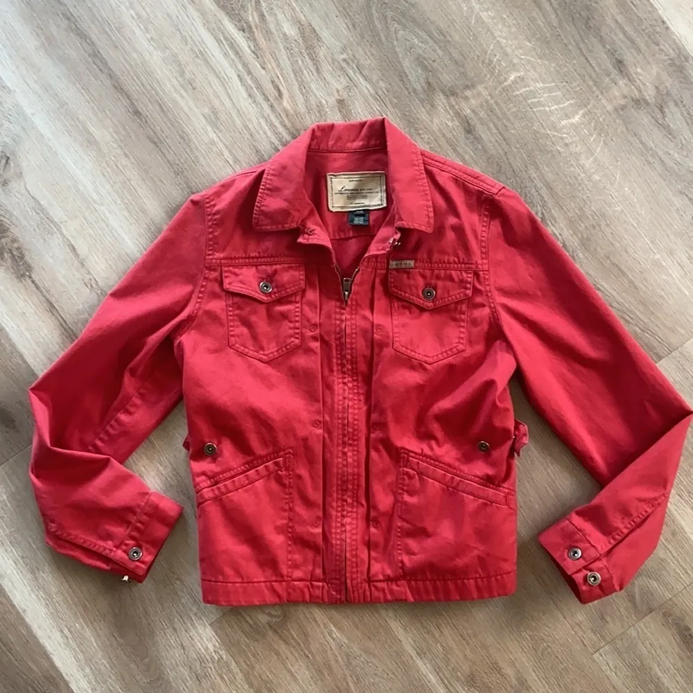 Lauren Ralph Lauren Women’s Red Trucker Jacket Size Petite Small - Image 10