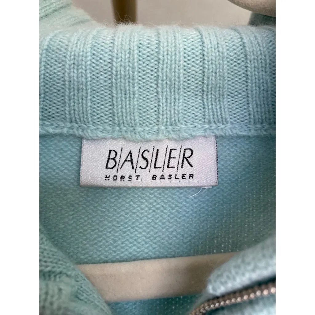 Vintage Basler Angora Wool Zip Cardigan Sweater Abstract Winter Autumn Artsy 80s Blue Size M - Image 6