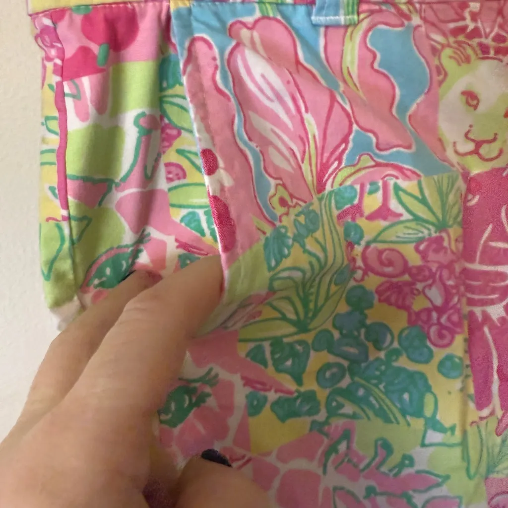 Lilly Pulitzer Tropical Patchwork Palm Beach Fit Bermuda Shorts Sz 2 Vintage - Image 3