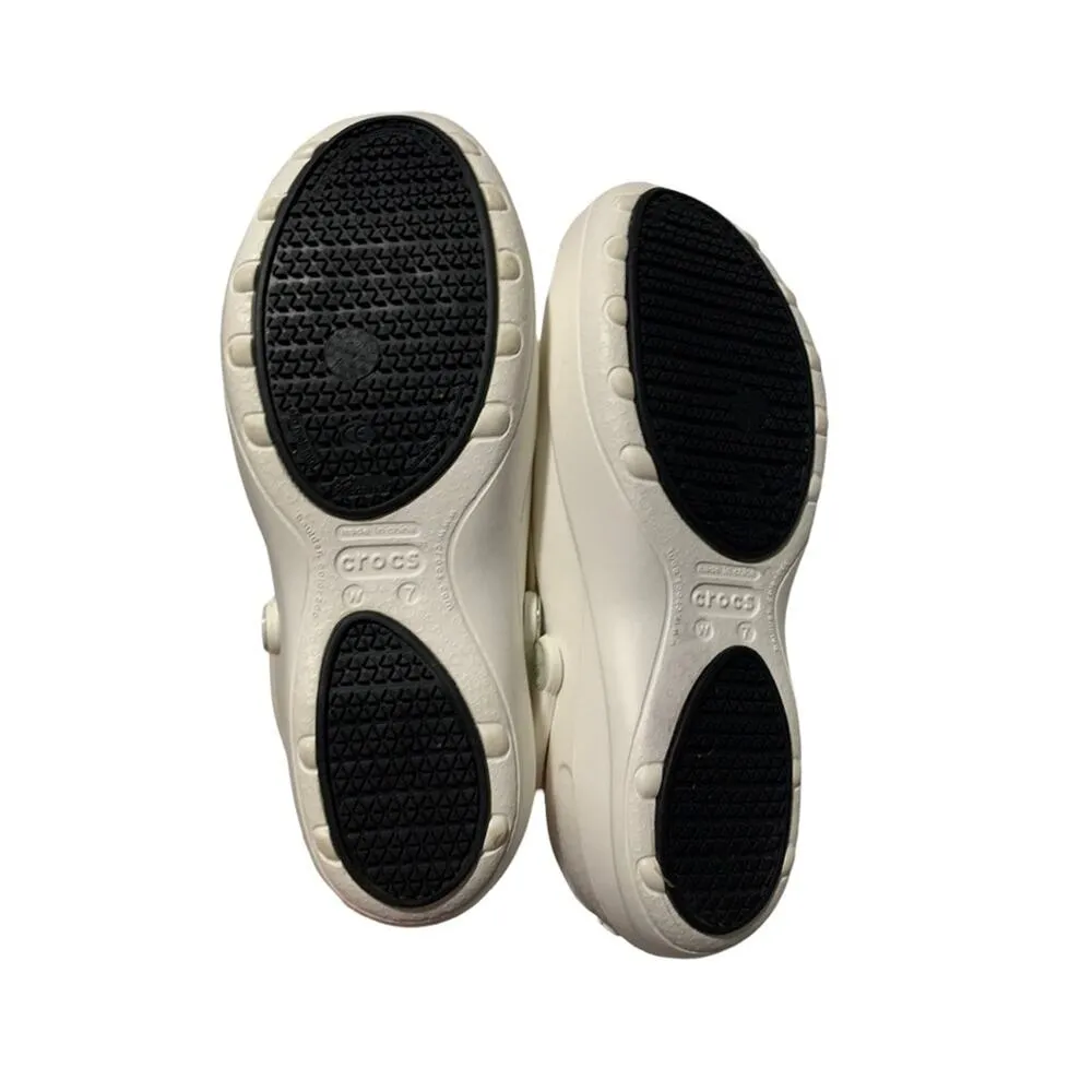 crocs womens 7 mercy white work clogs slip on rubber medical shoes - Image 6
