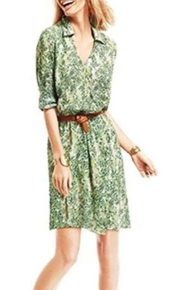 CAbi Leaf Print Dress Faux Wrap V-Neck Size M - Image 6