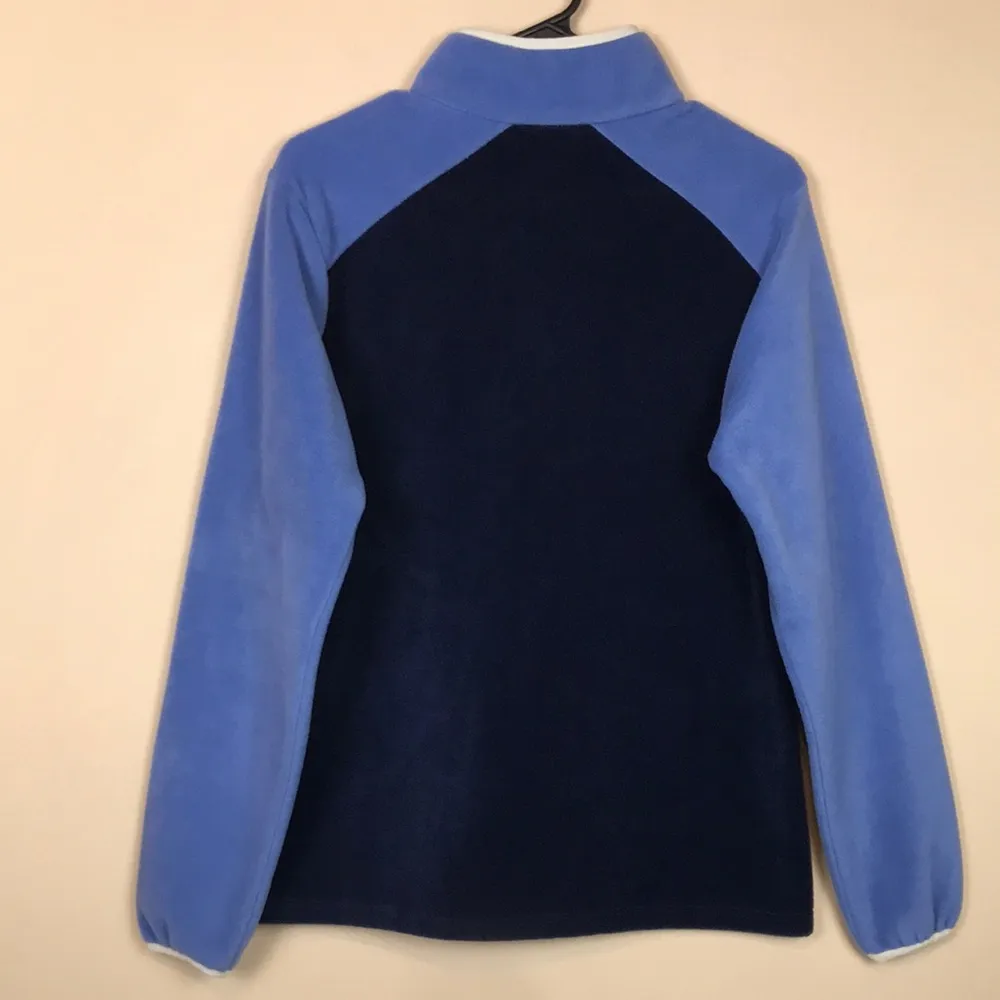 Columbia Women’s Fleece Color Block Blue White Snap Button Pullover Sweatshirt - Image 6
