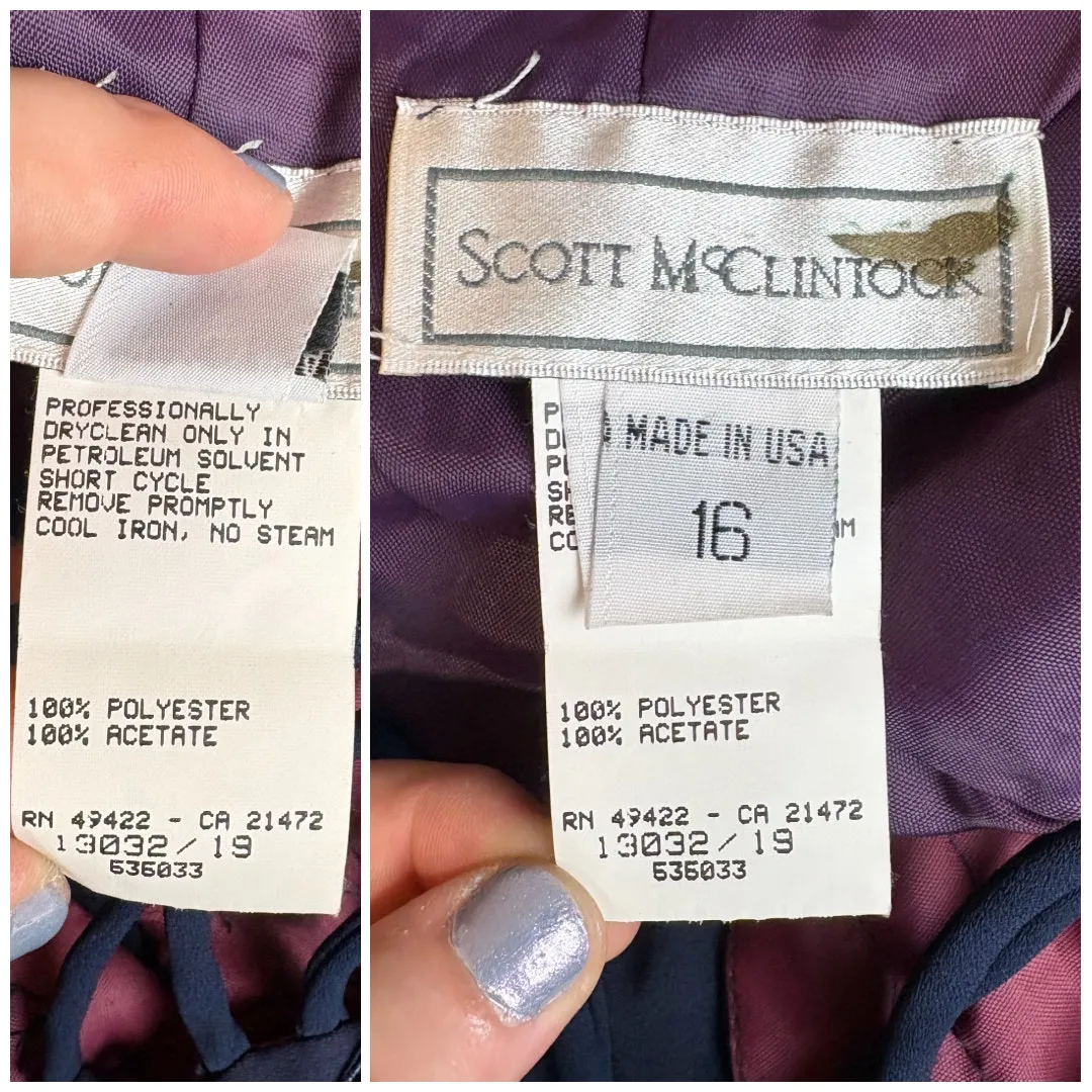 NWT Scott McClintock Navy Blue Beaded Embroidered Halter Dress Size 16 *Flawed - Image 4