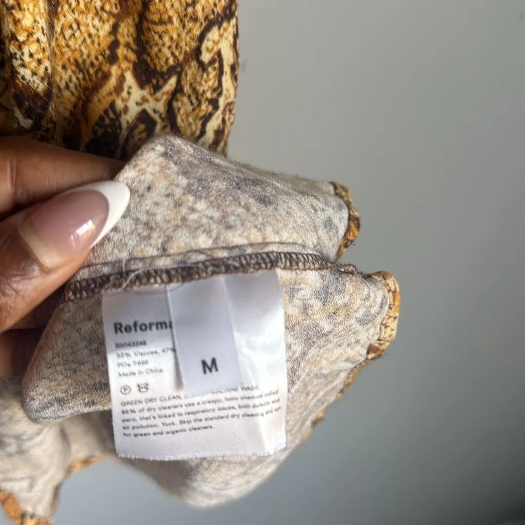 REFORMATION Vivette Snakeskin Mini Dress Medium - Image 10