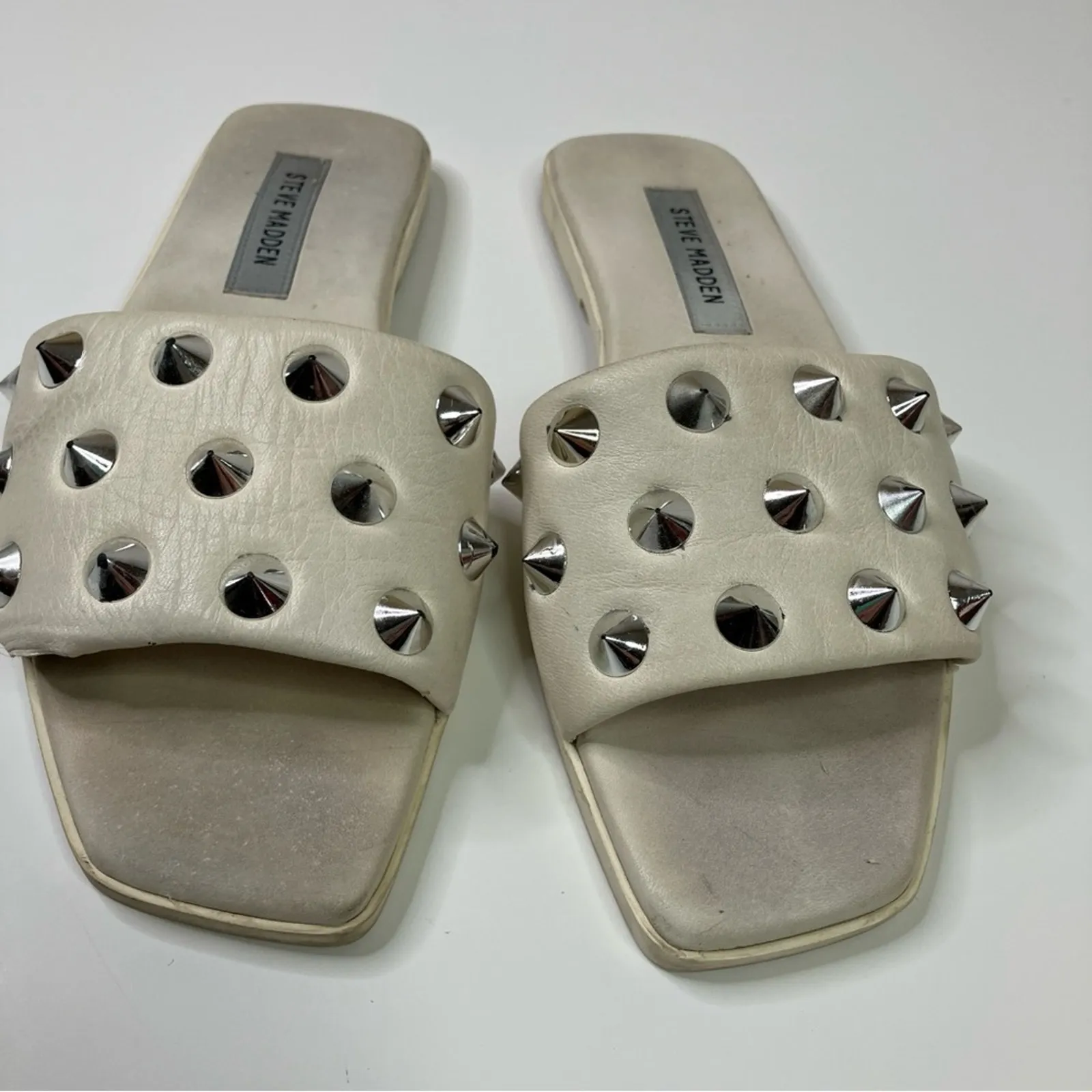 Steve Madden | Laverne Off-White Studded Slide Sandals Womens 38 - Image 2