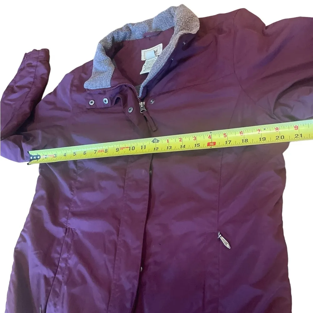 LL Bean Puffer Insulated Fleece Lined Burgundy Winter Coat Womens Size Medium - Image 12