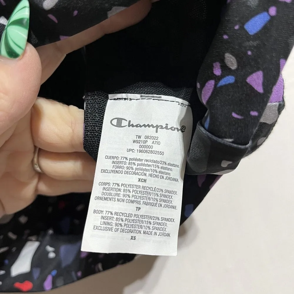 Champion Sport Bra Womens XS Black Printed Stretch Racerback Mesh Lined Pullover - Image 4