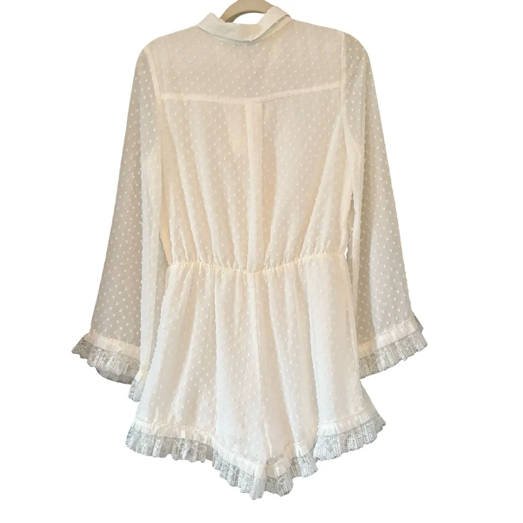 NWT, Endless Rose Swiss Dot Romper in White, Sz M - Image 5