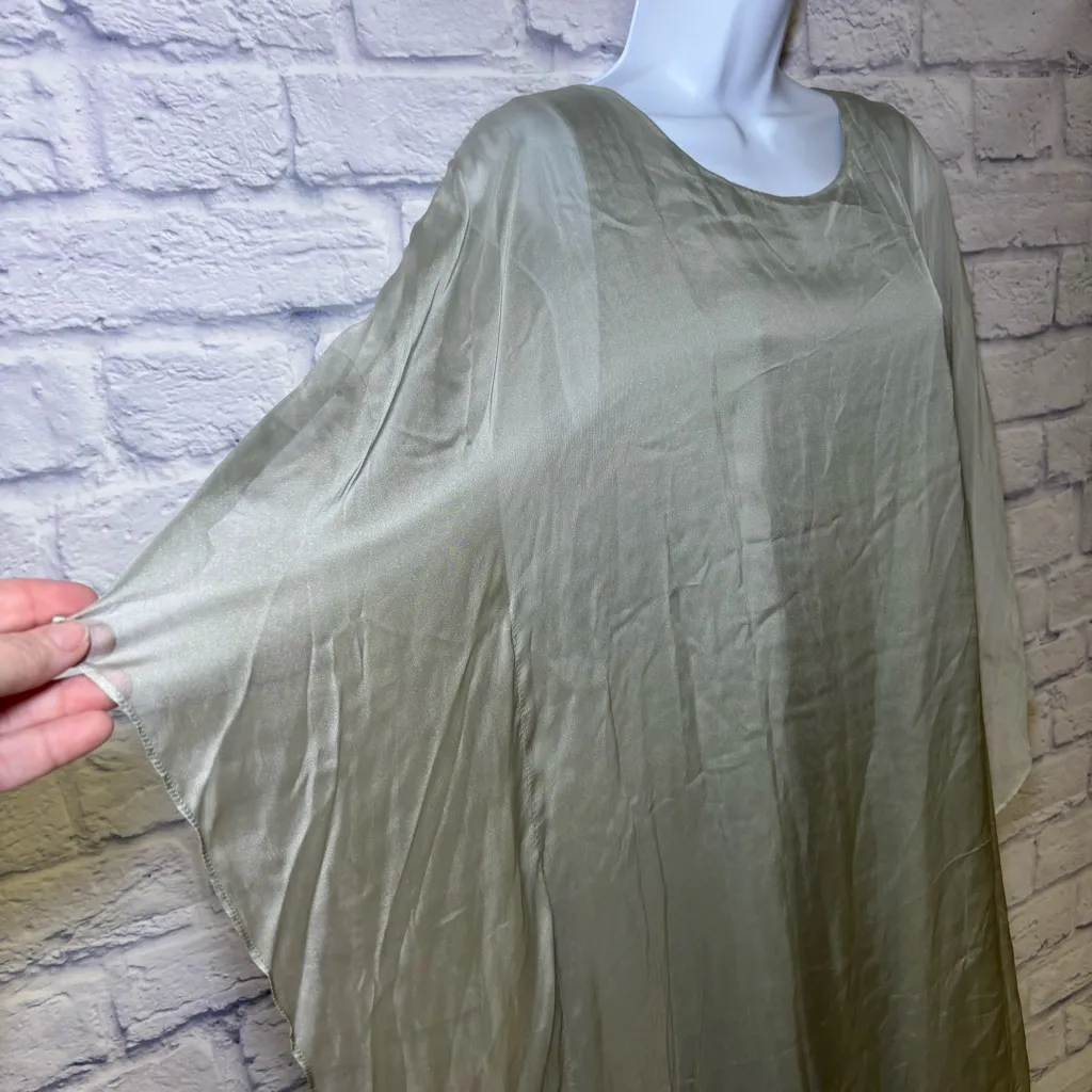 Soft Surroundings Morlaix Silk Dress Sage Medium Drapey Flowy Sophisticated New - Image 9