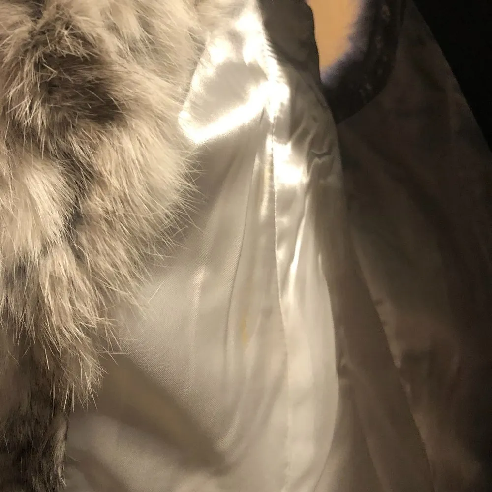 Cache Metallic Leather Fur Vest Diagonal Zipper Lined $278 NWT New Gray White - Image 9