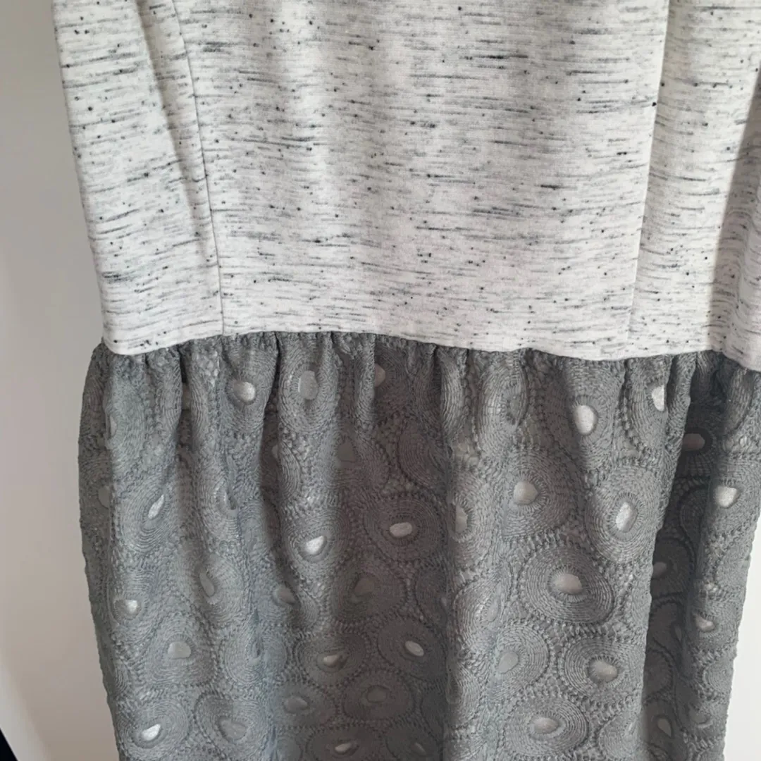 Grey Lace Crochet Fit & Flare Dress - Image 2