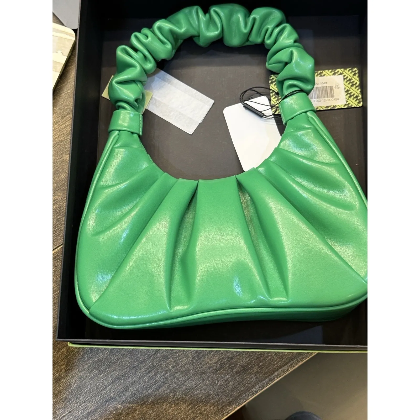 JW PEI Women Vegan Leather‎ Gabbie Ruched Small Scrunched Hobo Bag Sport Green - Image 5