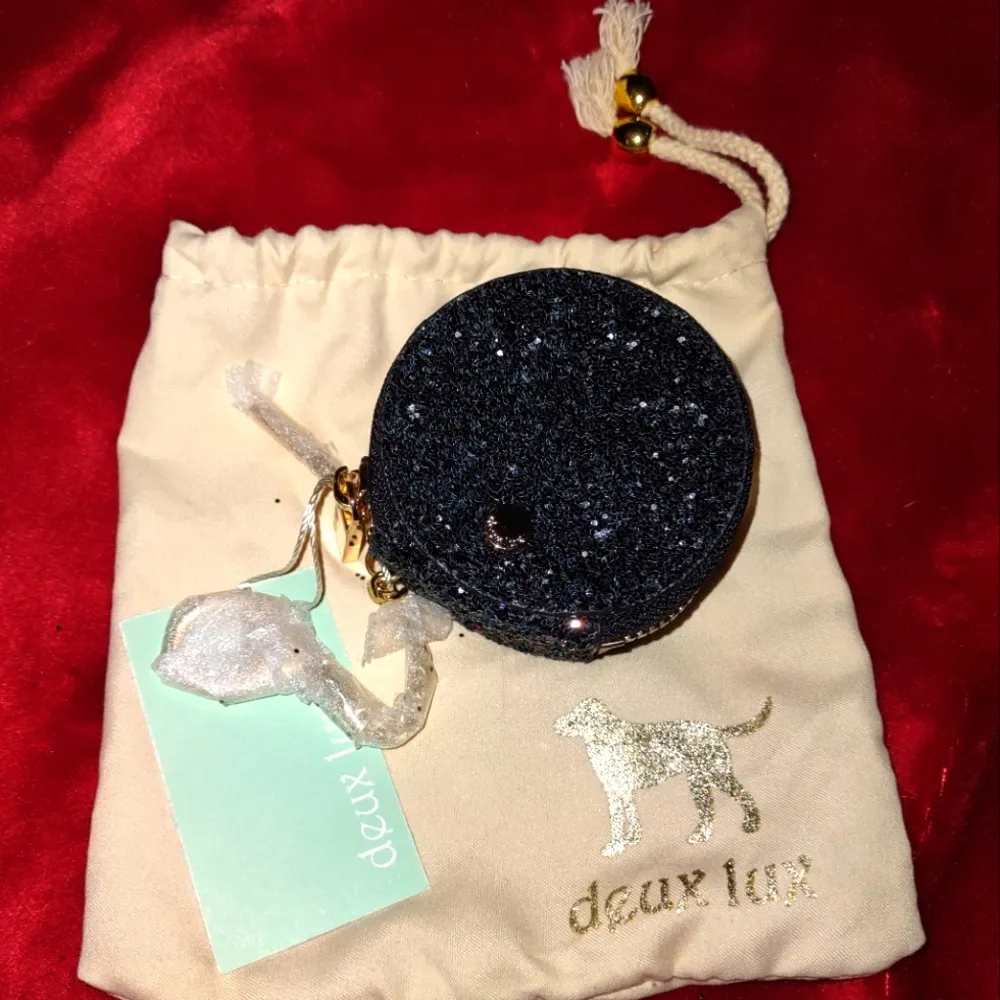 New with Tags! Deux Lux Black Sparkly Double Coin Purse & Keychain. - Image 11