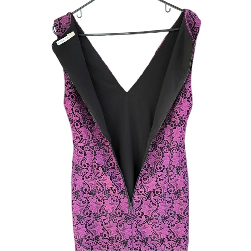EUC Alice + Olivia Preslee Purple Lace Midi Dress Size 8 - Image 9
