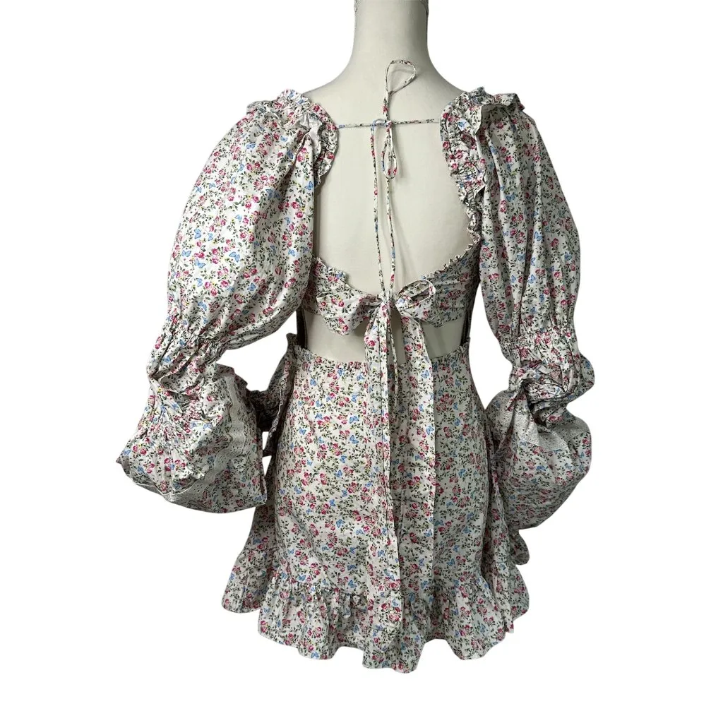 For Love & Lemons Lucca Mini Dress in Ivory X-Small New Womens Floral - Image 6