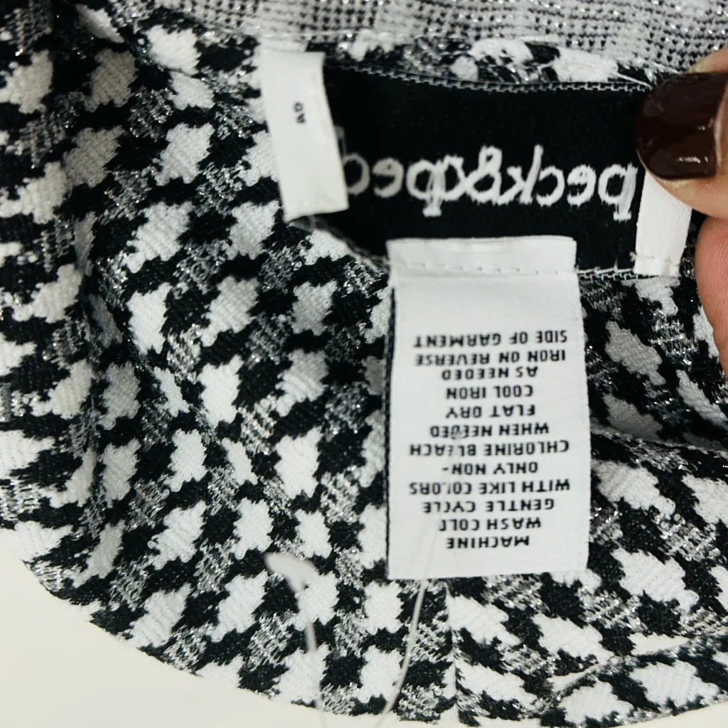 Peck & Peck Women's Shift Dress Size M Black, White & Silver High Low Hem New! - Image 6