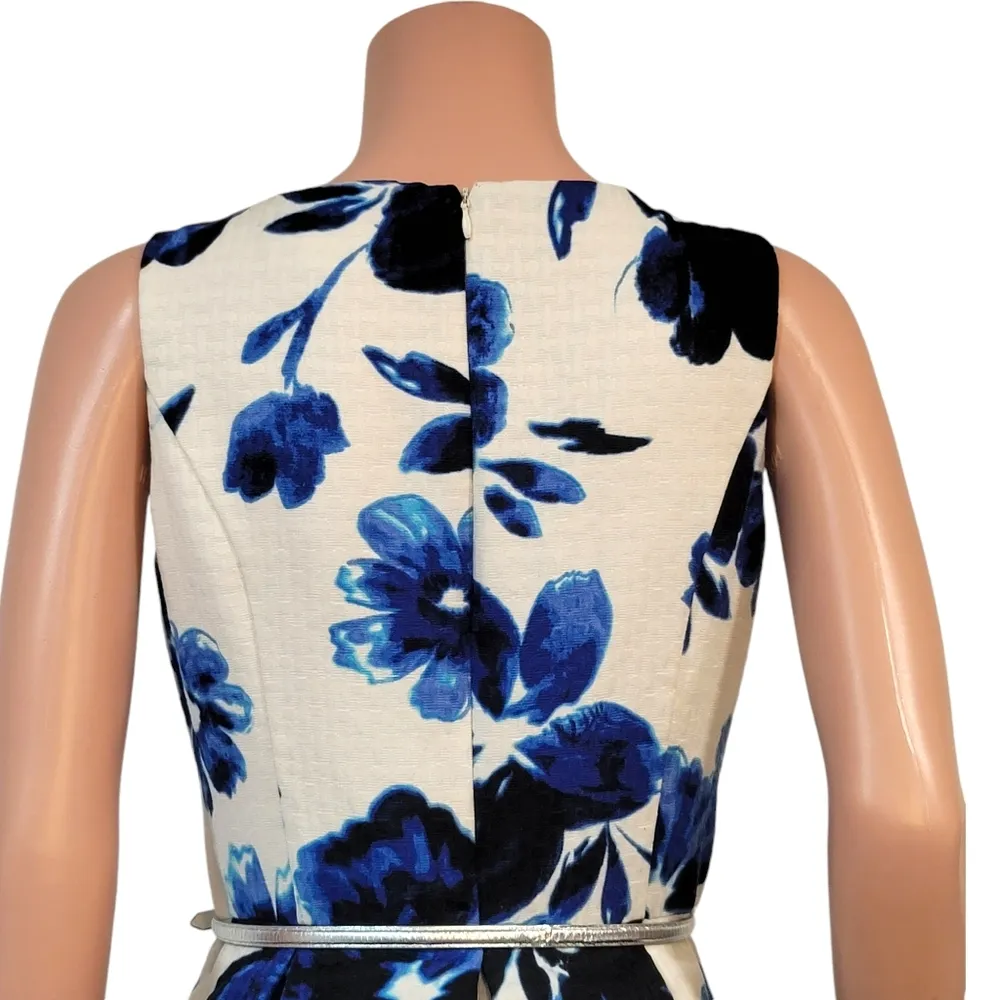 Eliza J Floral Pleated Fit n Flare Belted Mini Dress Sz 8 - Image 10