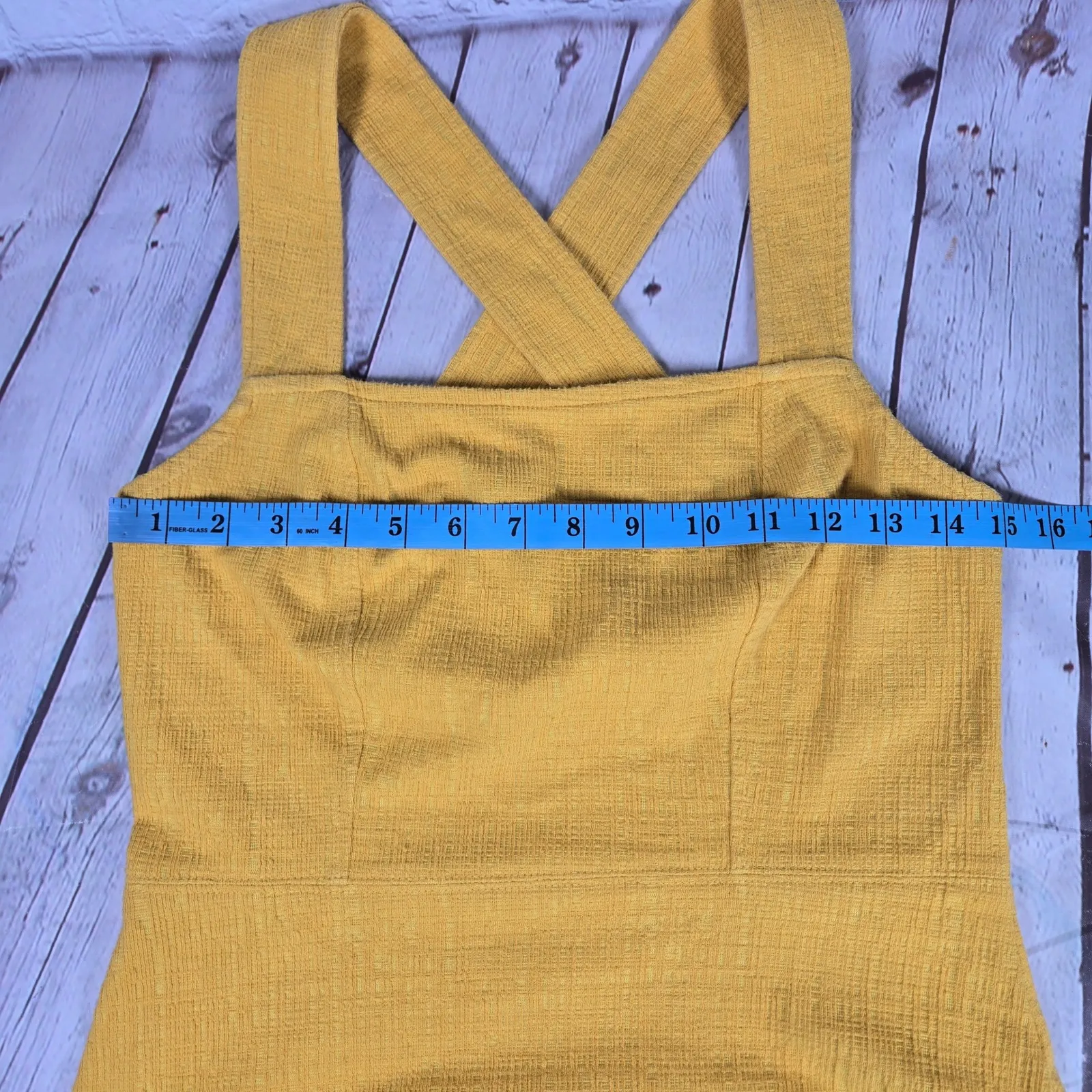 Anthropologie Current Air‎ LA Yellow Crisscross Tank Top Sleeveless Textured XS - Image 6