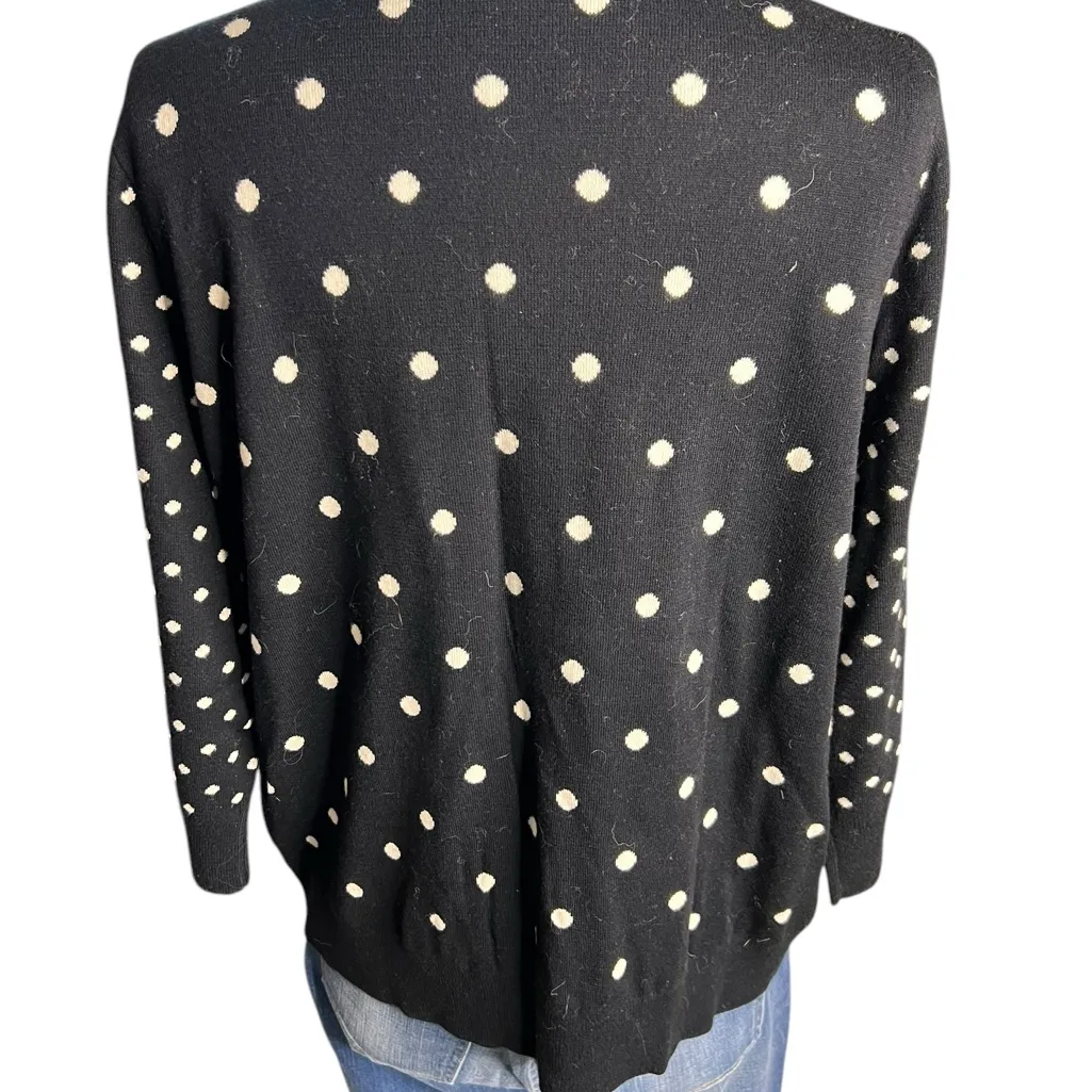 Talbots Women's 1-XLP 1-XL P Cotton Rayon Polka Dot Cardigan Sweater Black/White - Image 4