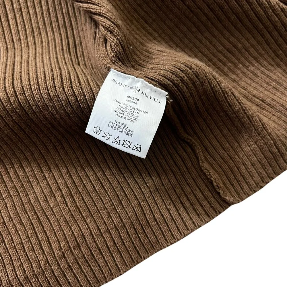 Brandy Melville Brown Knit Crop Top Women Jacket One Size | 27-23 - Image 6