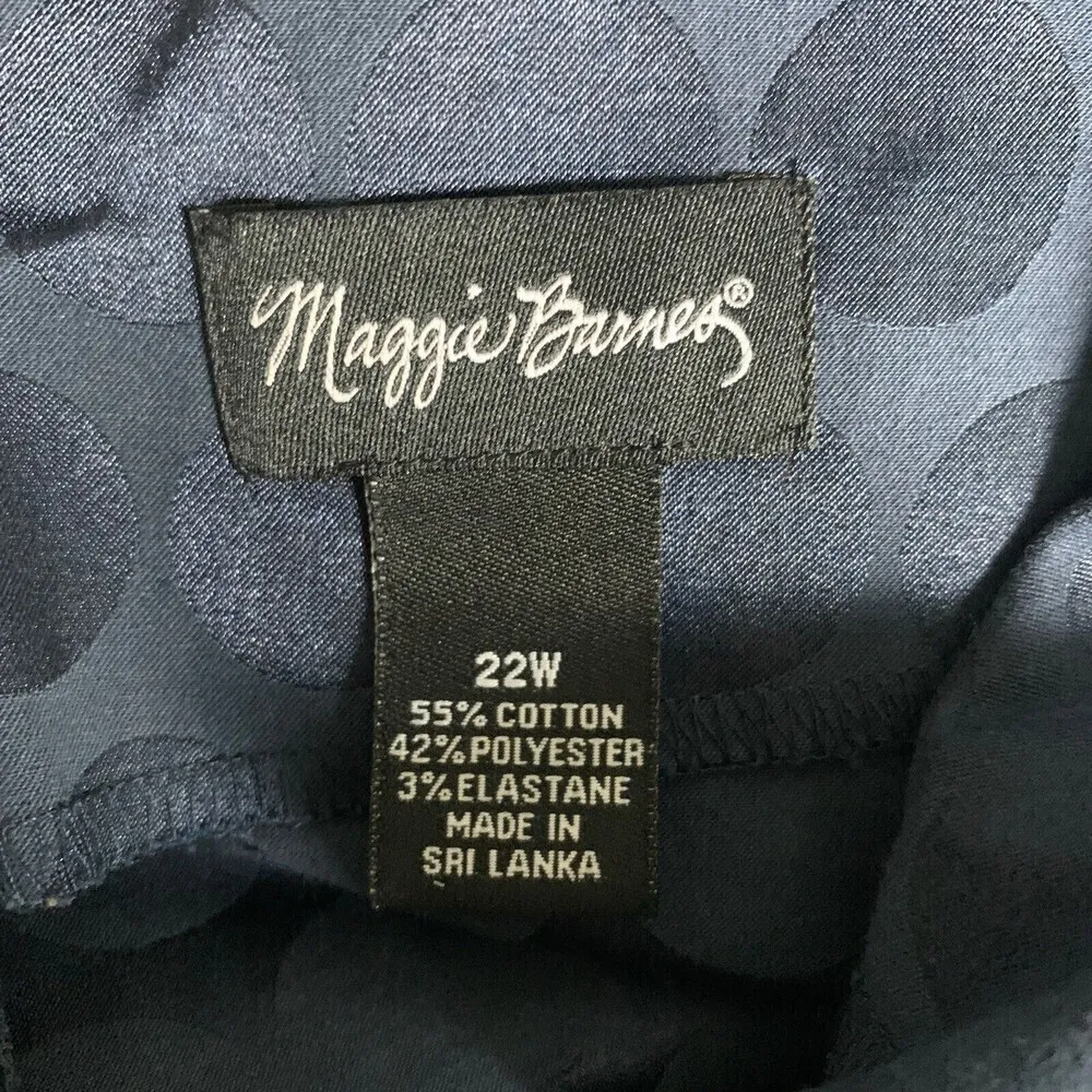 Maggie Barnes Womens Plus Size 22W Blue Polka Dot Sleeveless Sheath Dress - Image 4