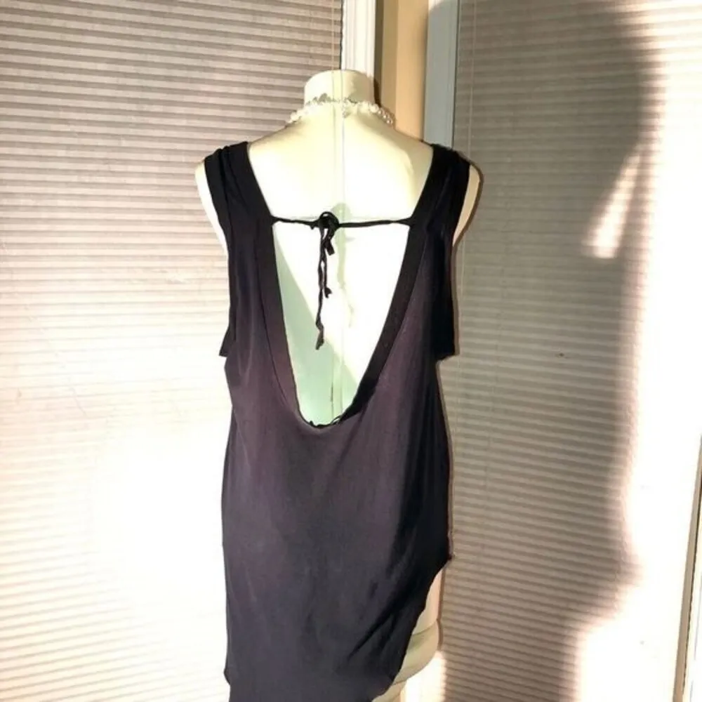 Bassike Asymmetrical Sleeveless Top w/ open back Black Size L - Image 3